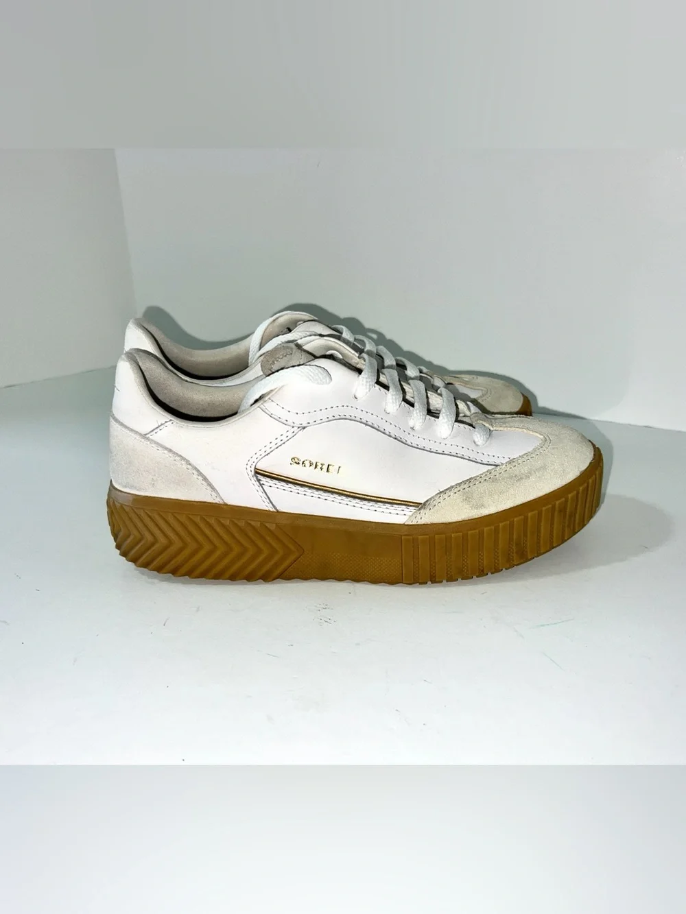 Sorel Ona Ave T-Toe Leather Sneaker White Sz 8.5